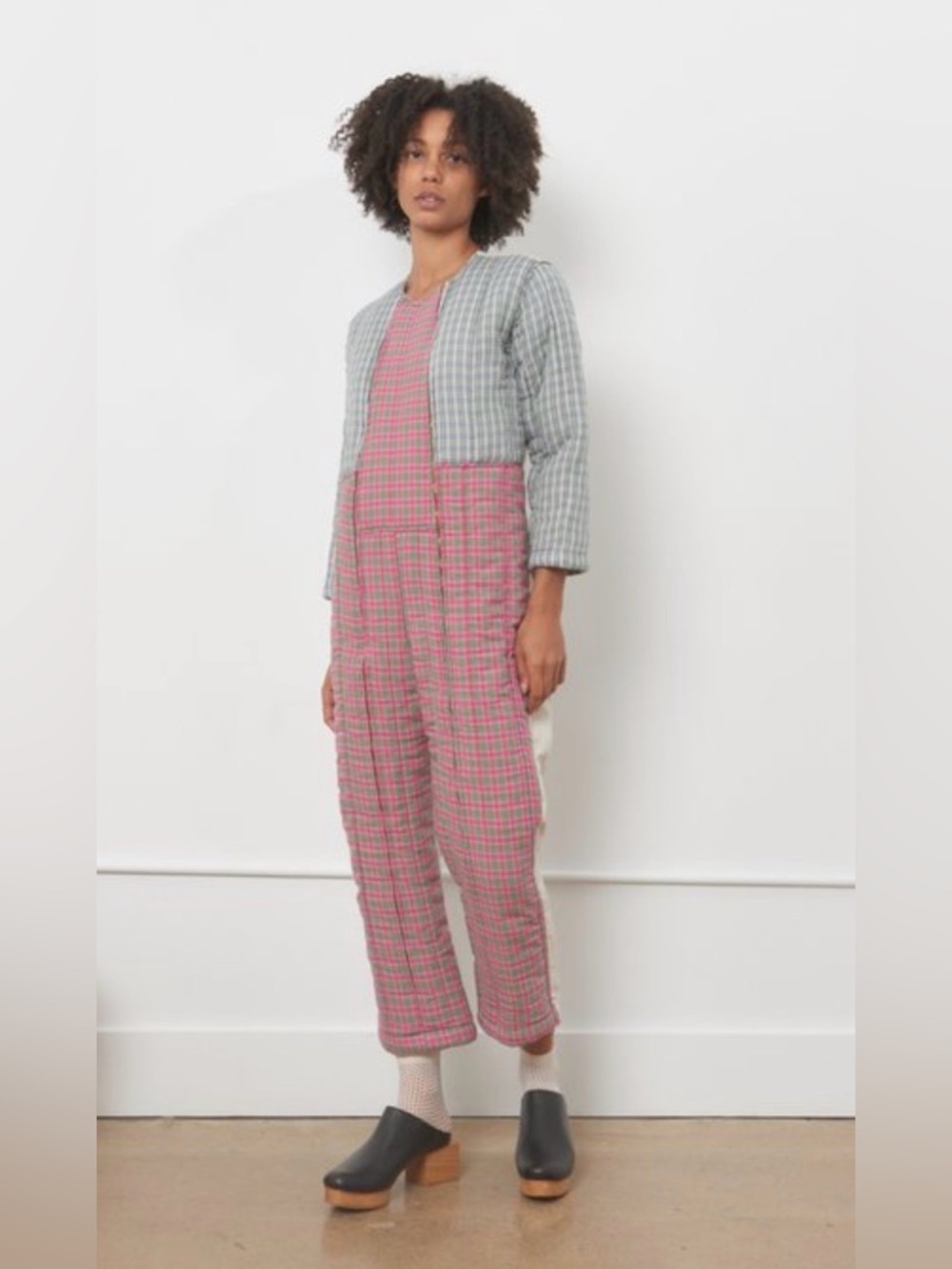 Caron Callahan Ace Quilted Plaid Jumpsuit